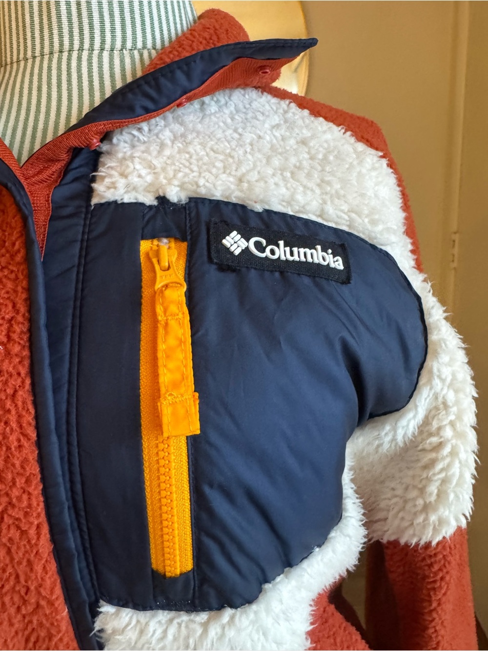Columbia Sherpa Fleece Colorblock Snap Pullover Women’s Small - Picture 2 of 6